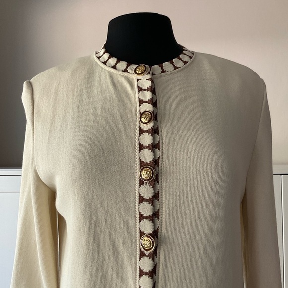 St. John Collection by Marie Gray Knit Cardigan Cream Size 10 - Picture 5 of 16